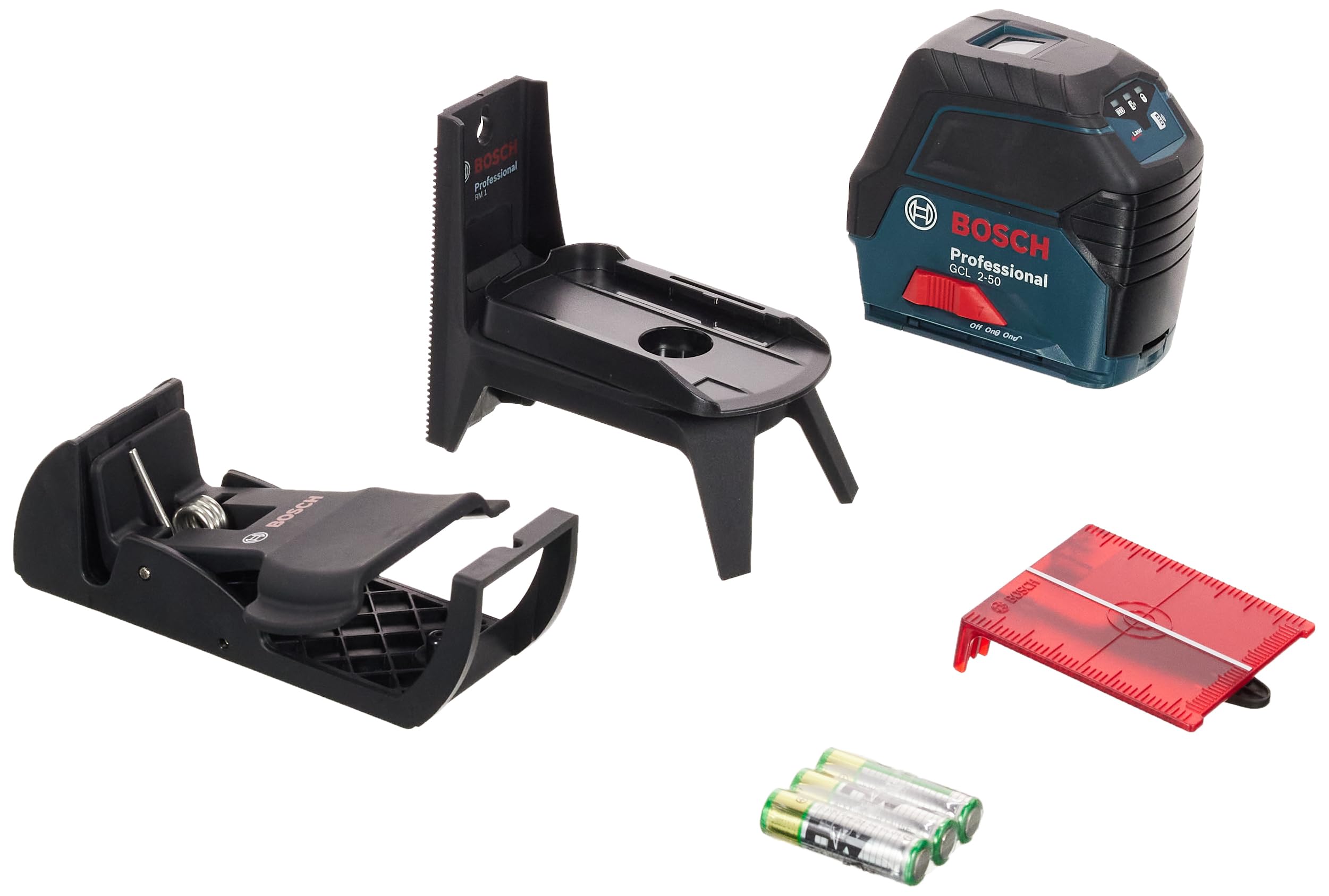 Bosch Professional GCL 2-50 Çizgi Lazer (15m Çalışma Alanı [Alıcı ile 50 m], 3 x AA Pil, IP 54 Toza Karşı Koruma Sistemi, Kırmızı Lazer, RM1 Tutucu, Takım Çantası)