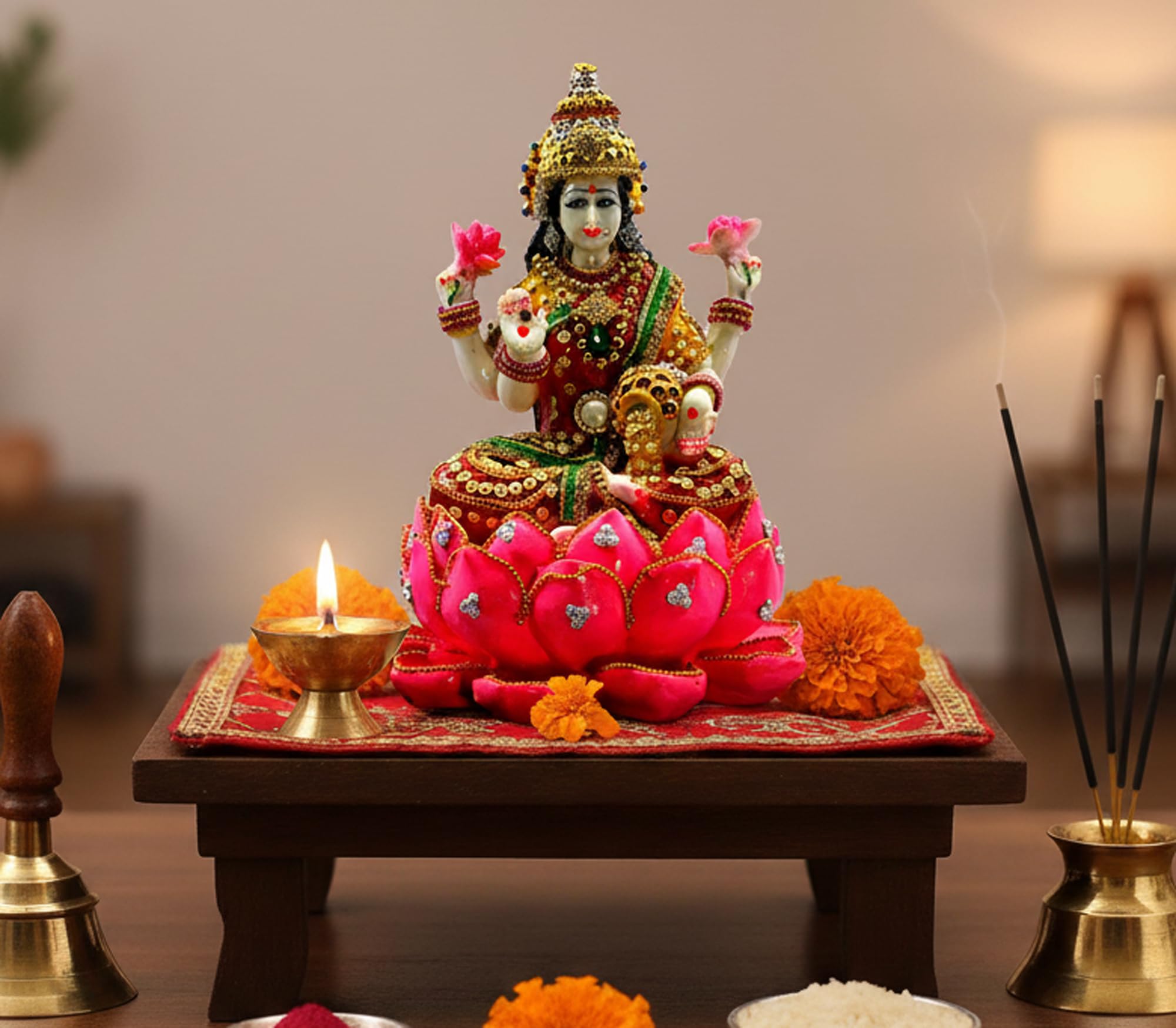 Lakshmi Goddess Statue - Resin Idol - 11" Inches -2