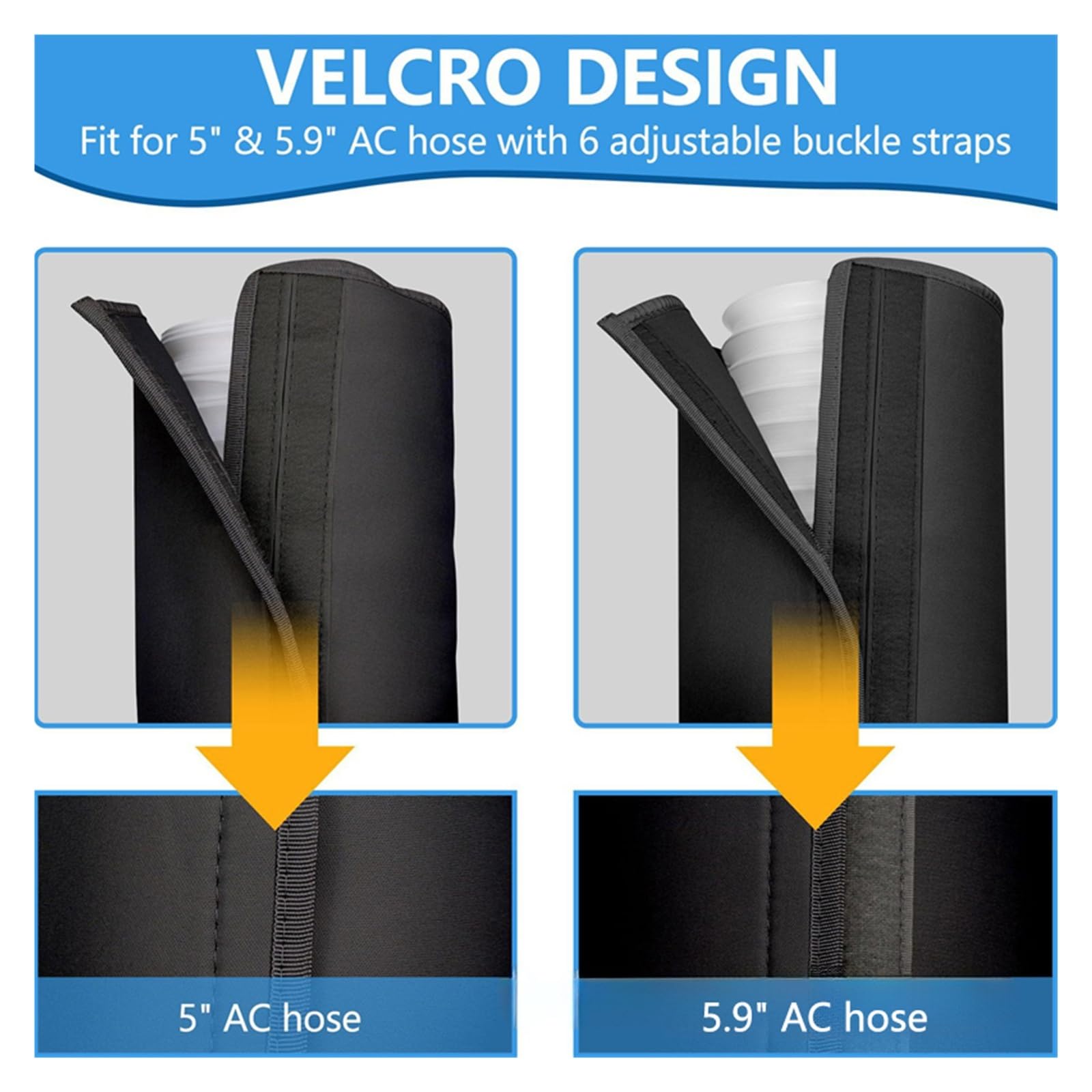 Ac Hose Cover With Adjustable Buckle Straps Waterproof Insulated Air Conditioner Hose Wrap Heat Insulation Protector AC exhaust cover(Black)