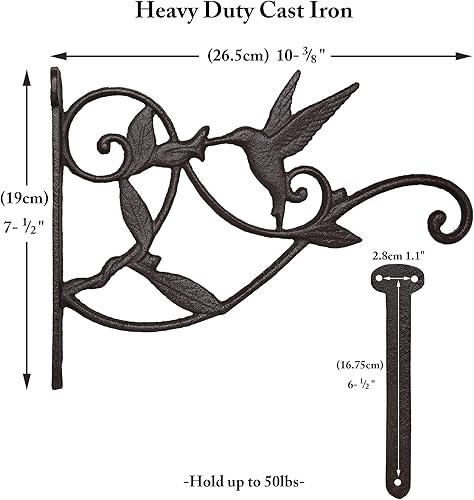 Miniatura 3 de 2 perchas para plantas al aire libre resistentes para pared de 10 pulgadas, soporte decorativo para plantas, ganchos de farol, hierro rústico,