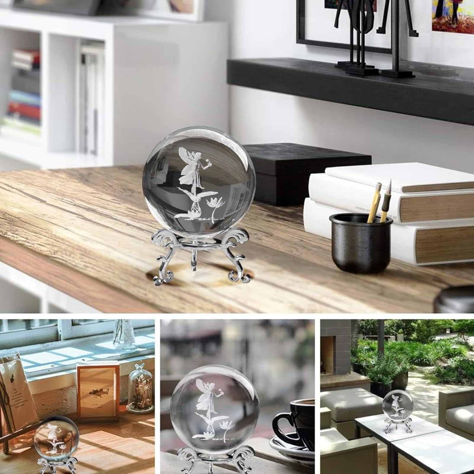 Amazon｜クリスタル装飾ボール、3Dレーザーエッチングクリスタルトンボ