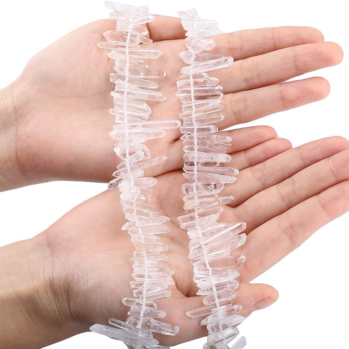 mookaitedecor Natural Rock Quartz Crystal Points Loose Beads Sticks Spikes Top Drilled 15 inches Strand - Image 5