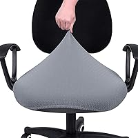 Vista 5 de Smiry Stretch Jacquard Office Computer Chair Seat Covers, Removable Washable Anti-dust Desk Chair Seat Cushion Protectors - Grey Gris