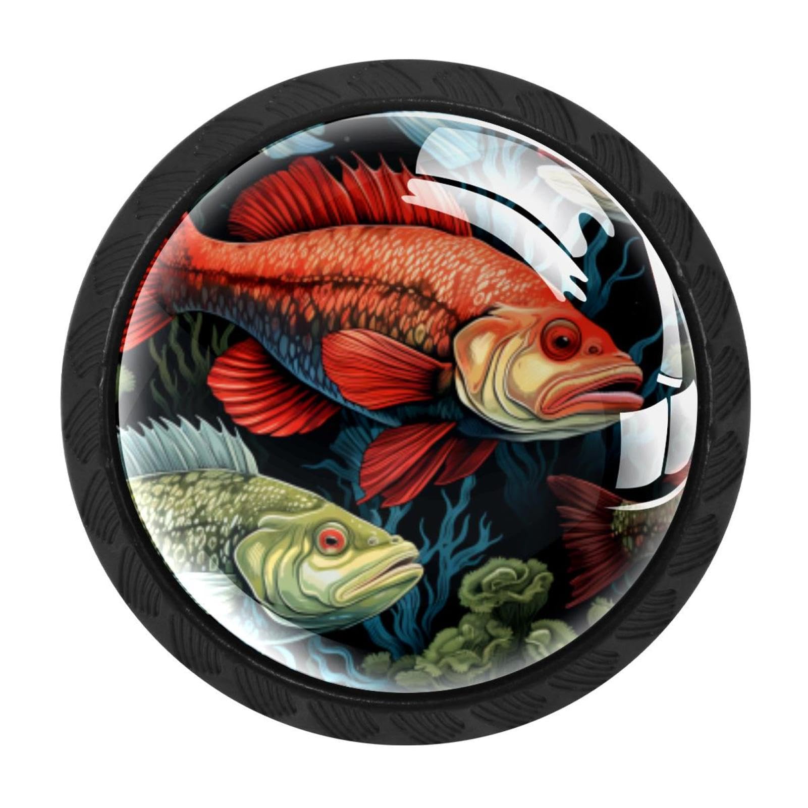 Boutons d'armoire de cuisine poisson lot de 4 poignées noir mat pour meuble