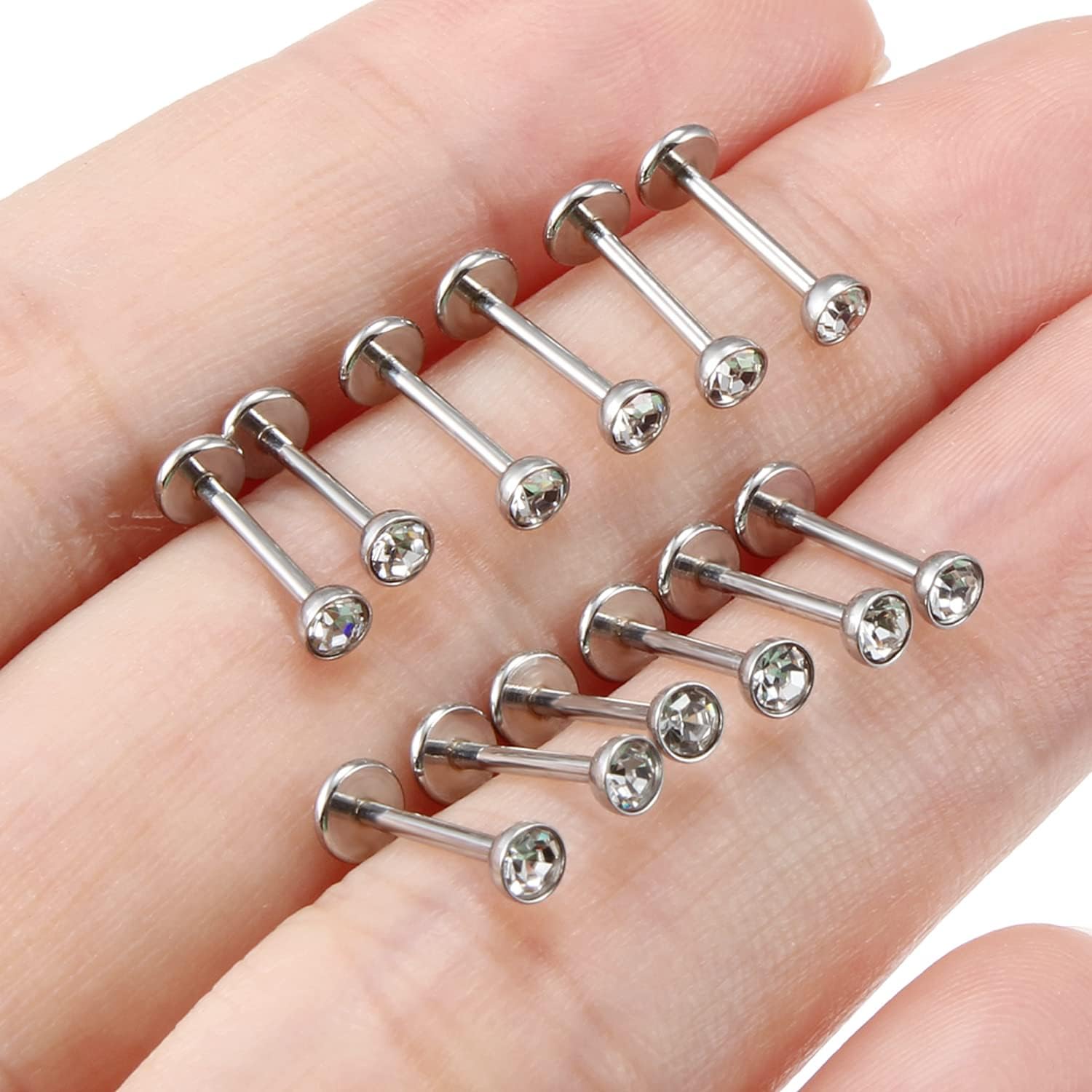 Lcolyoli 16G 18G 20G Threadless Push in Nose Rings Studs for Women Men Surgical Steel Lip Ring Labret Stud Medusa Piercing Jewelry Cartilage Helix Tragus Earrings with Flat Back - Image 3