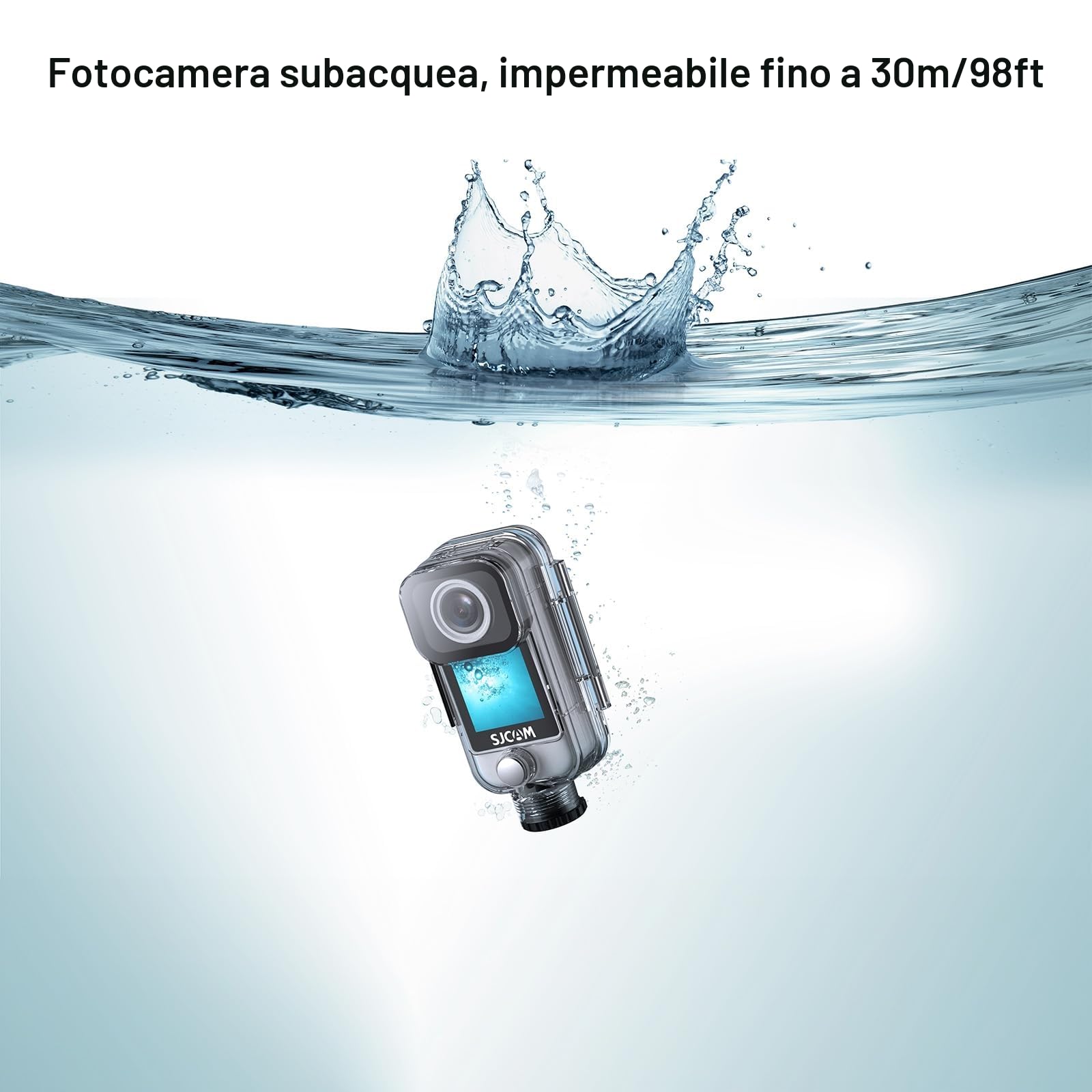 SJCAM C300 Pocket Action Cam 4K30FPS 20MP, 1,33" Schermo Tattile Fotocamera Subacquea EIS 2.4G/5G Dual WiFi, Videocamera Subacquea 30M Impermeabile con 2 Batteria per Nuoto, Surf e Immersioni, Nero