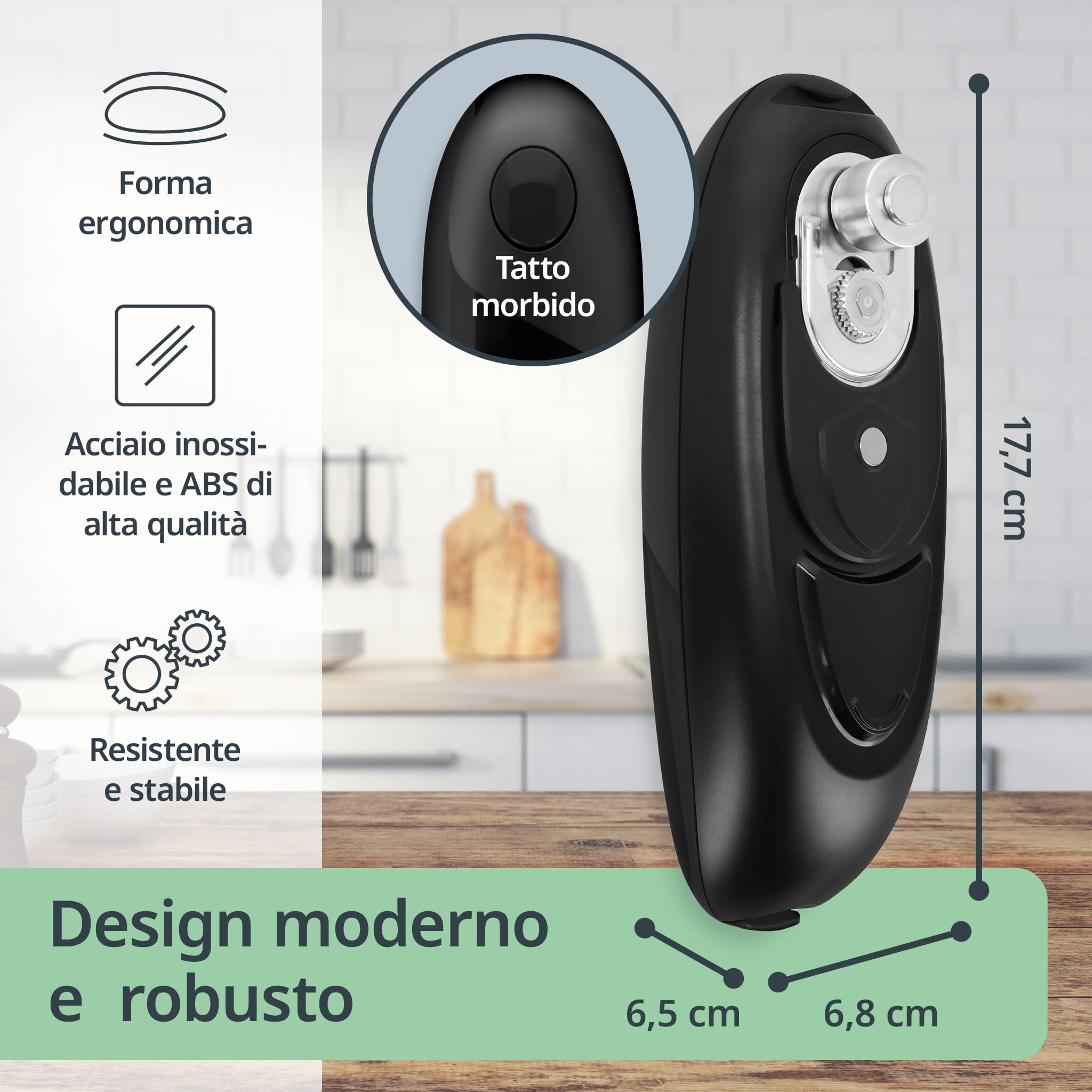 ADE Apriscatole elettrico professionale con magnete e gancio, per anziani, batterie incluse