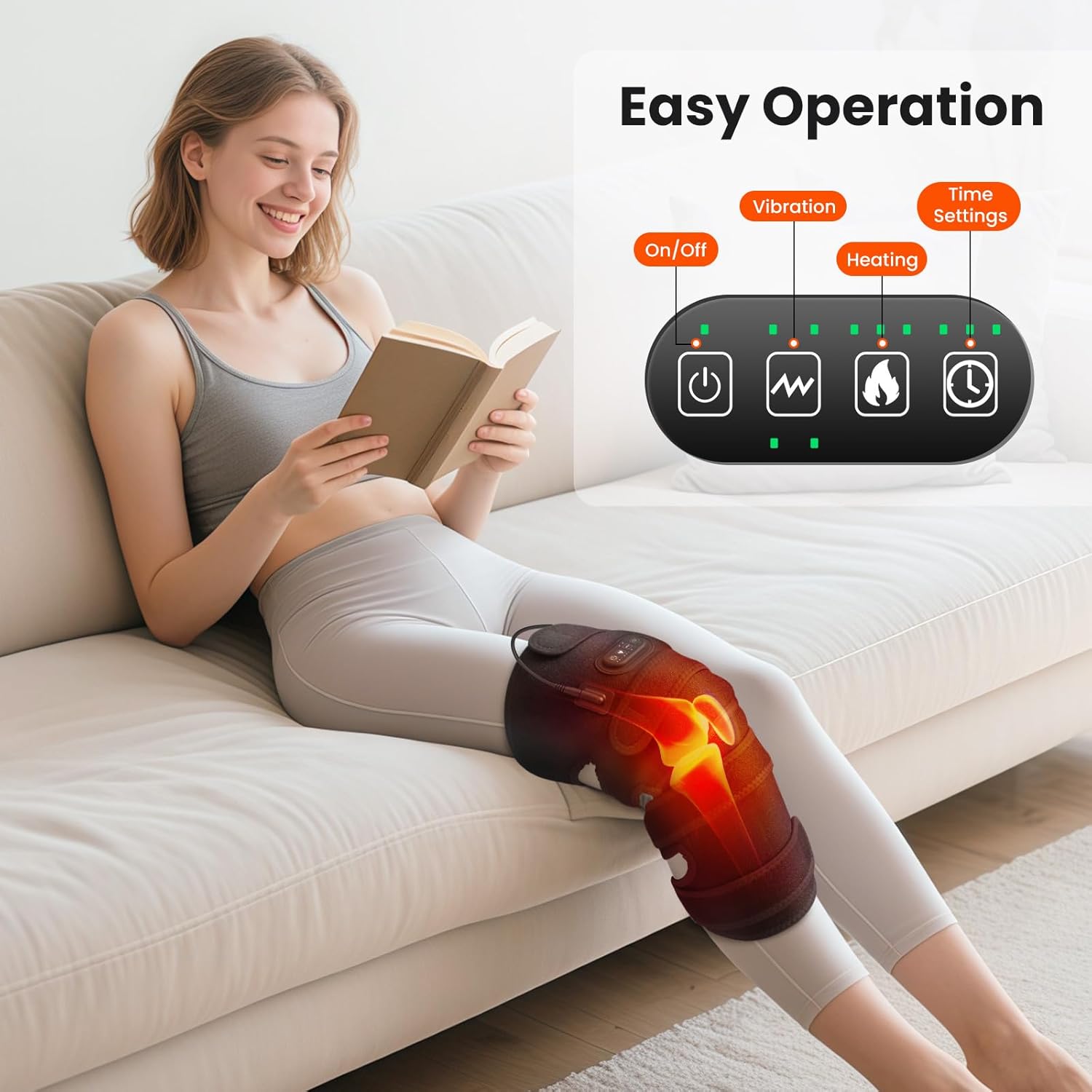 WOLOYHEATIE Knee Massager, FSA Eligible Items, Heated Knee Brace Wrap, Heating Pad for Knee Pain Relief, Heating Knee Brace Support for Arthritis/Joint Stiff/Muscle Strain, HSA Approved Products Only