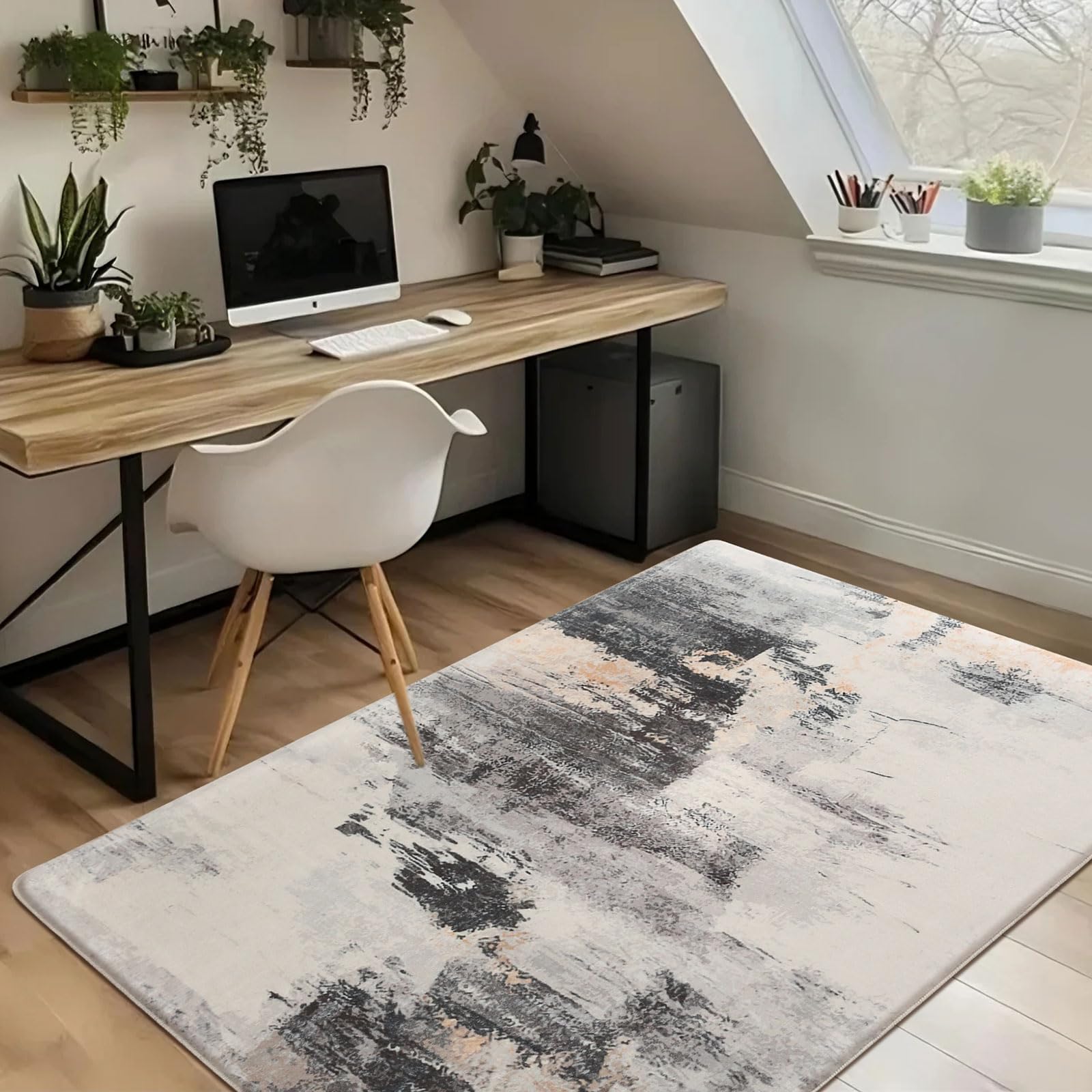 Alfombra Salon Pelo Corto Alfombras de Habitacion Modernas Grandes Antideslizante Suave para Dormitorio (Abstracto Marrón/Multi, 120 x 160 cm)