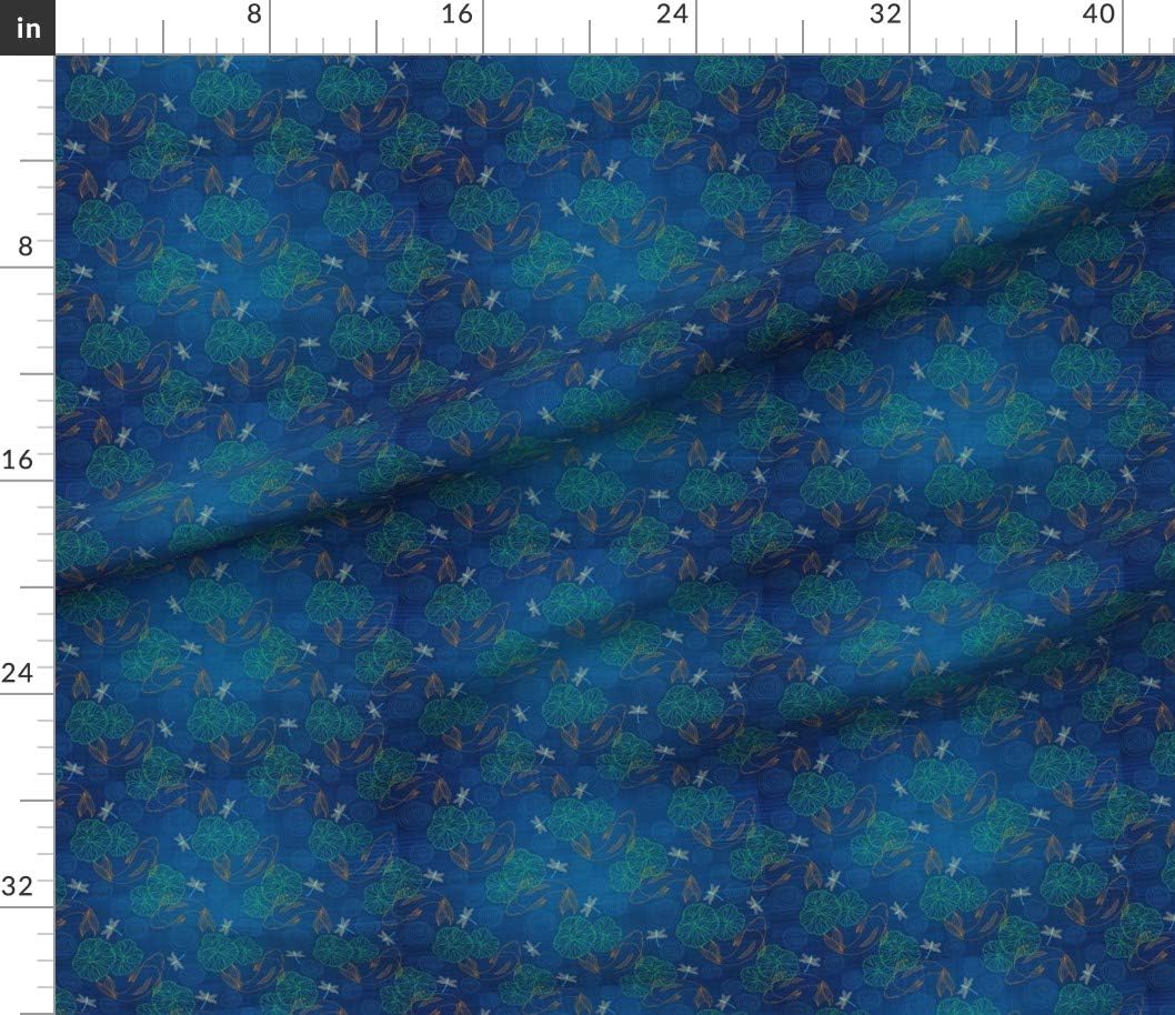 Spoonflower Fabric - Koi Pond Carp Japanese Dragonfly Printed on Petal Signature Cotton Fabric by The Yard - Sewing Quilting Apparel Crafts Decor