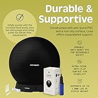 Vista 3 de Retrospec Luna Exercise Ball with Pump - Anti-Burst Fitness Equipment for Yoga, Core Training & Stability - Home Gym Swiss Ball for Office &