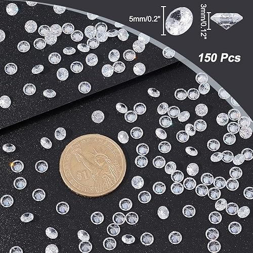 Miniatura 2 de PH PandaHall 150 piedras de circonita cúbica transparente, de 0.197 pulgadas de grado A, diamantes de imitación de circonita facetada, cabujones