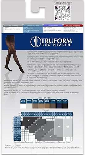 Miniatura 6 de Truform Sheer Pantyhose de maternidad, compresión de 15-20 mmHg, soporte de abdomen, 20 denier, negro, alto