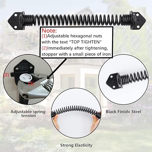 Miniatura 2 de HOME MASTER HARDWARE Muelle de puerta de 11 pulgadas con cierre automático para exteriores, resistentes, color negro, cierre automático de puerta