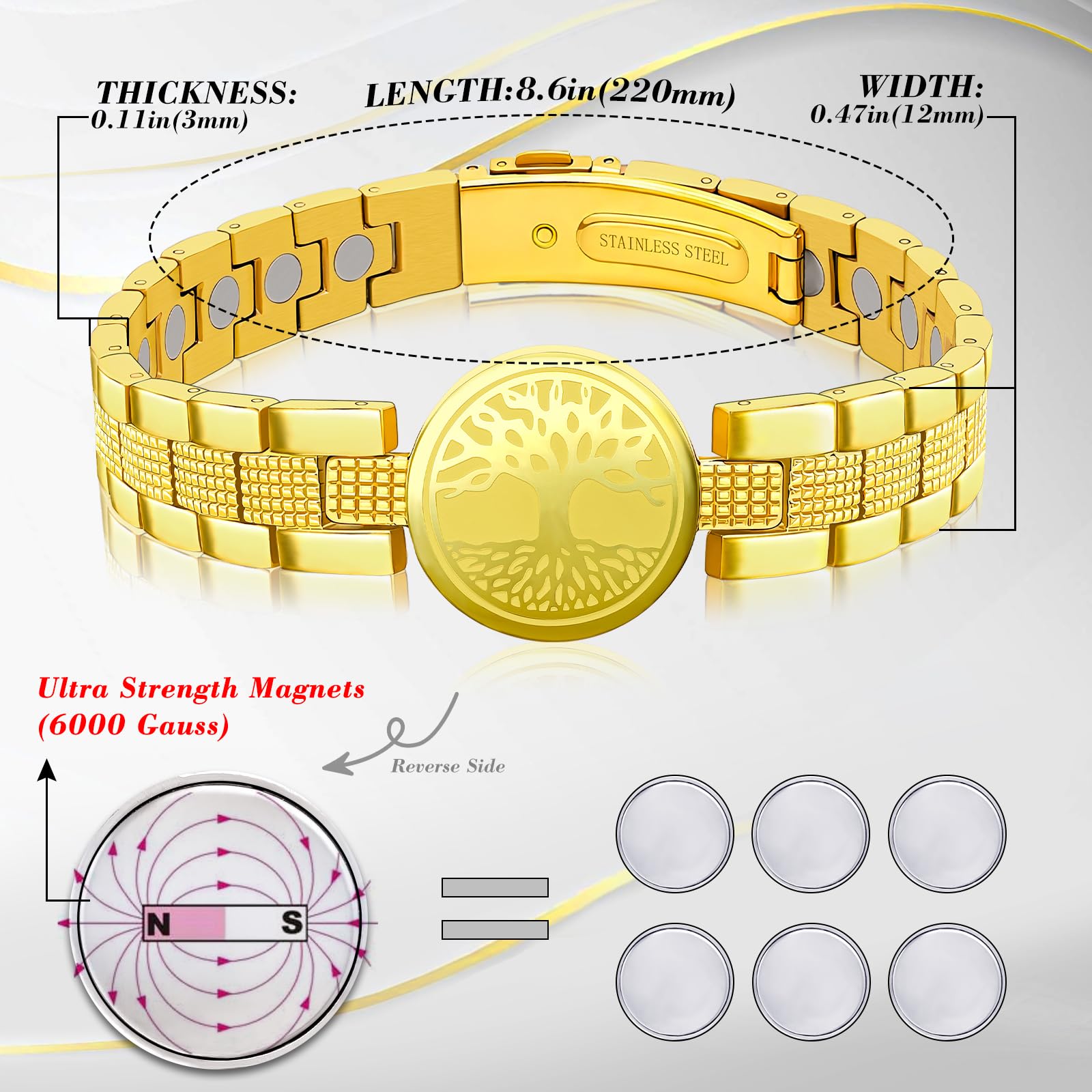 Anillos magnéticos de cobre para mujeres y hombres, imanes ultrafuertes, anillo magnético para hombre y mujer, anillo magnético pulido de estilo de vida fuerte (3547 Gauss)