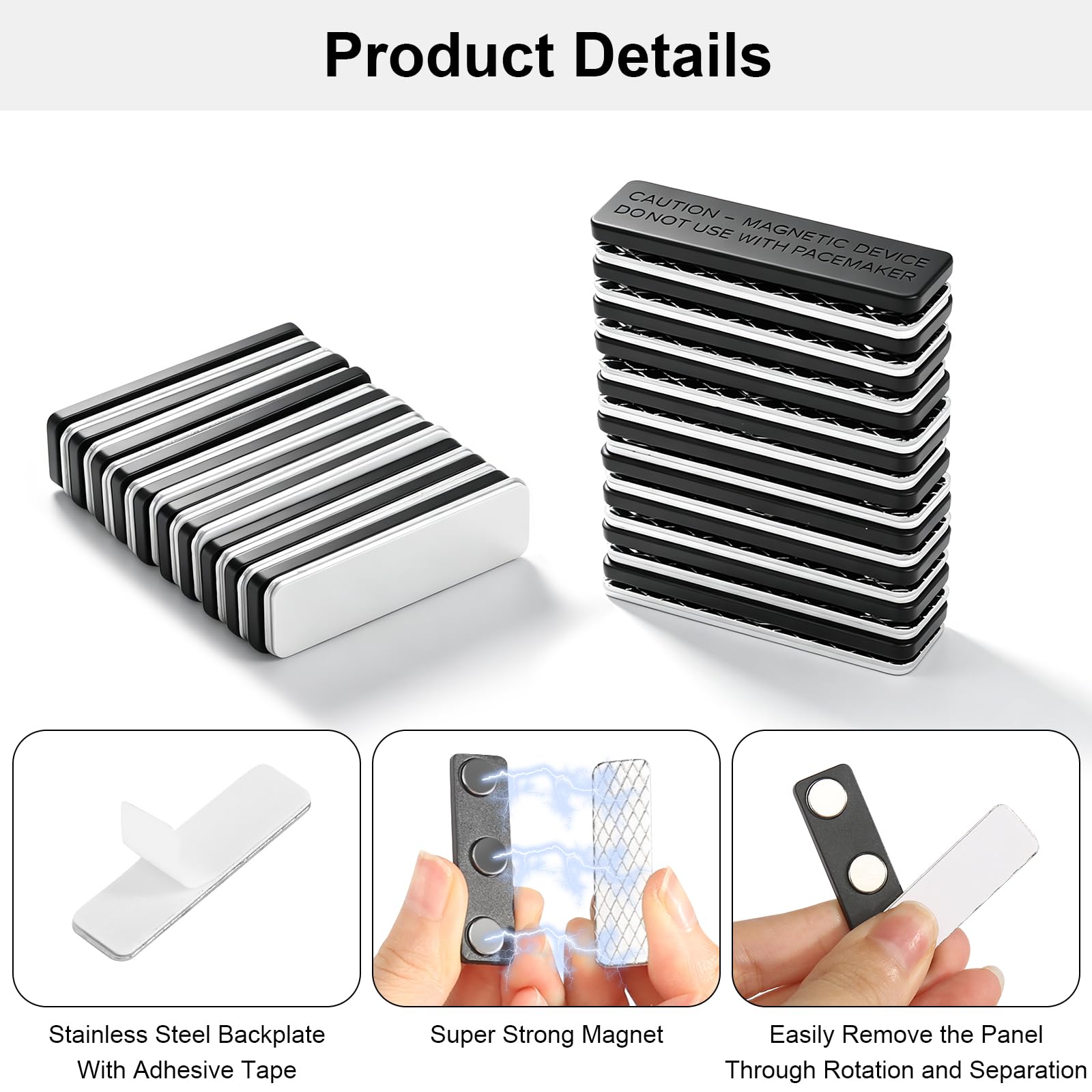 20 sztuk magnetycznych zapięć na zasłonę, 45 x 13 mm, magnetyczne magnesy do moskitiery okiennej, ochrona przed owadami, zasłona na drzwi, rolety okienne, 20 sztuk