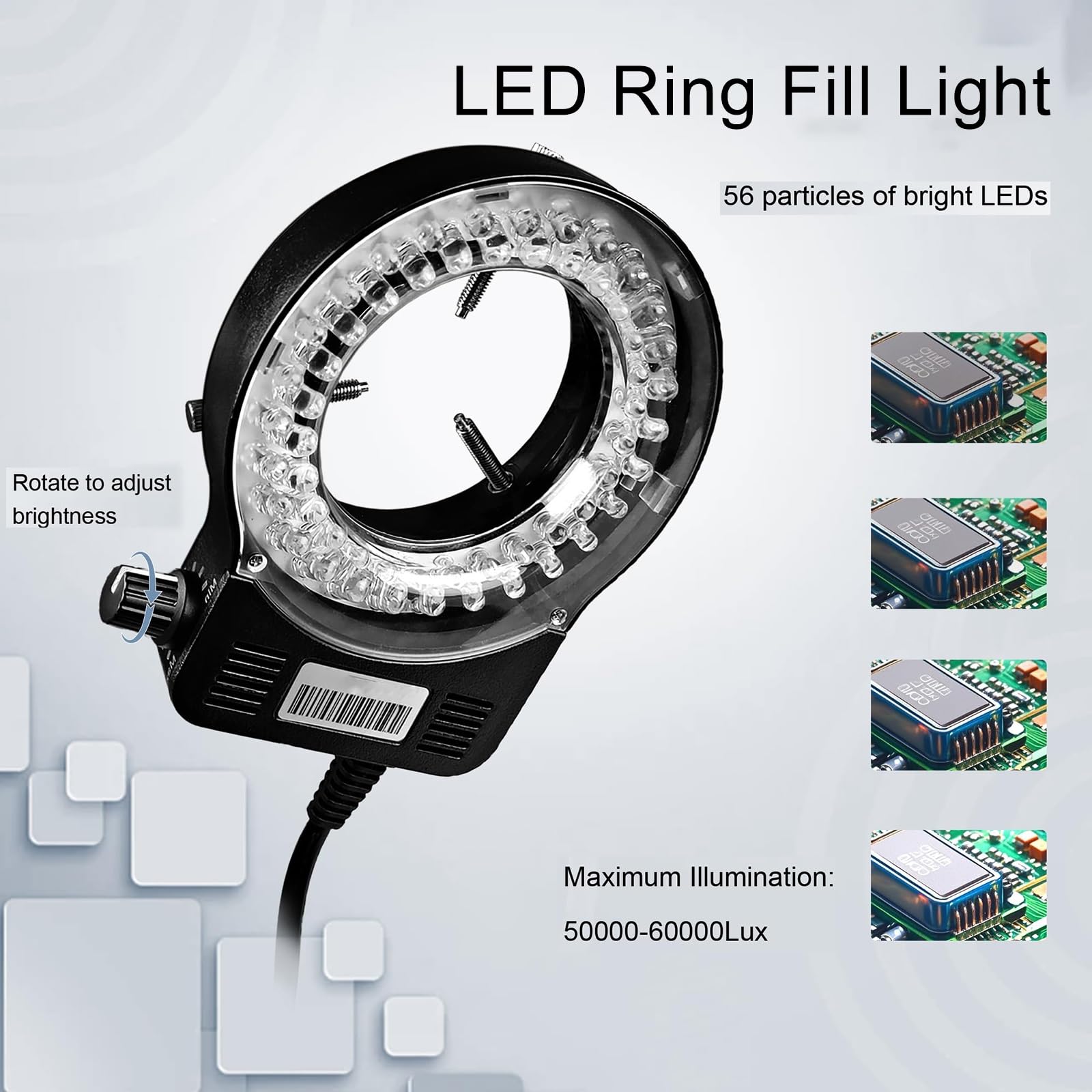 Set di microscopi video digitali, kit di accessori per telecamera elettronica USB HDMI 4K con telecomando e luce ad anello a LED, obiettivo grandangolare 180x, con slot per schede TF