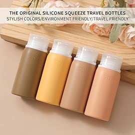 Muslish 21 Pack Travel Bottles for Toiletries, Leak-Proof TSA Compliant Silicone Travel Size Containers for Shampoo and Conditioner, BPA Free with Toiletry Bag (Apricot)