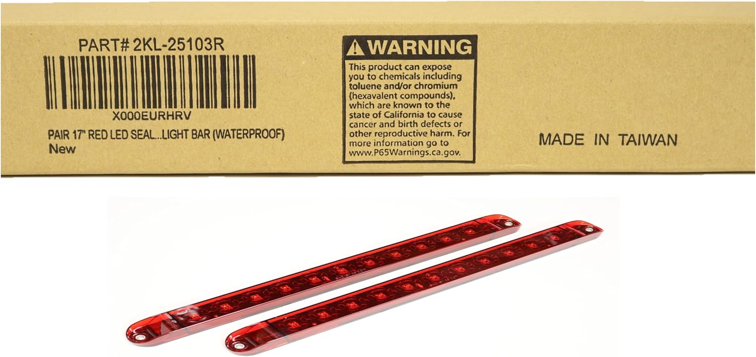 Autosmart 2PCS Red 17" 11 LED Trailer Light Bar Sealed Stop Turn Tail Park Brake Light Truck Trailer Clearance Marker ID Bar