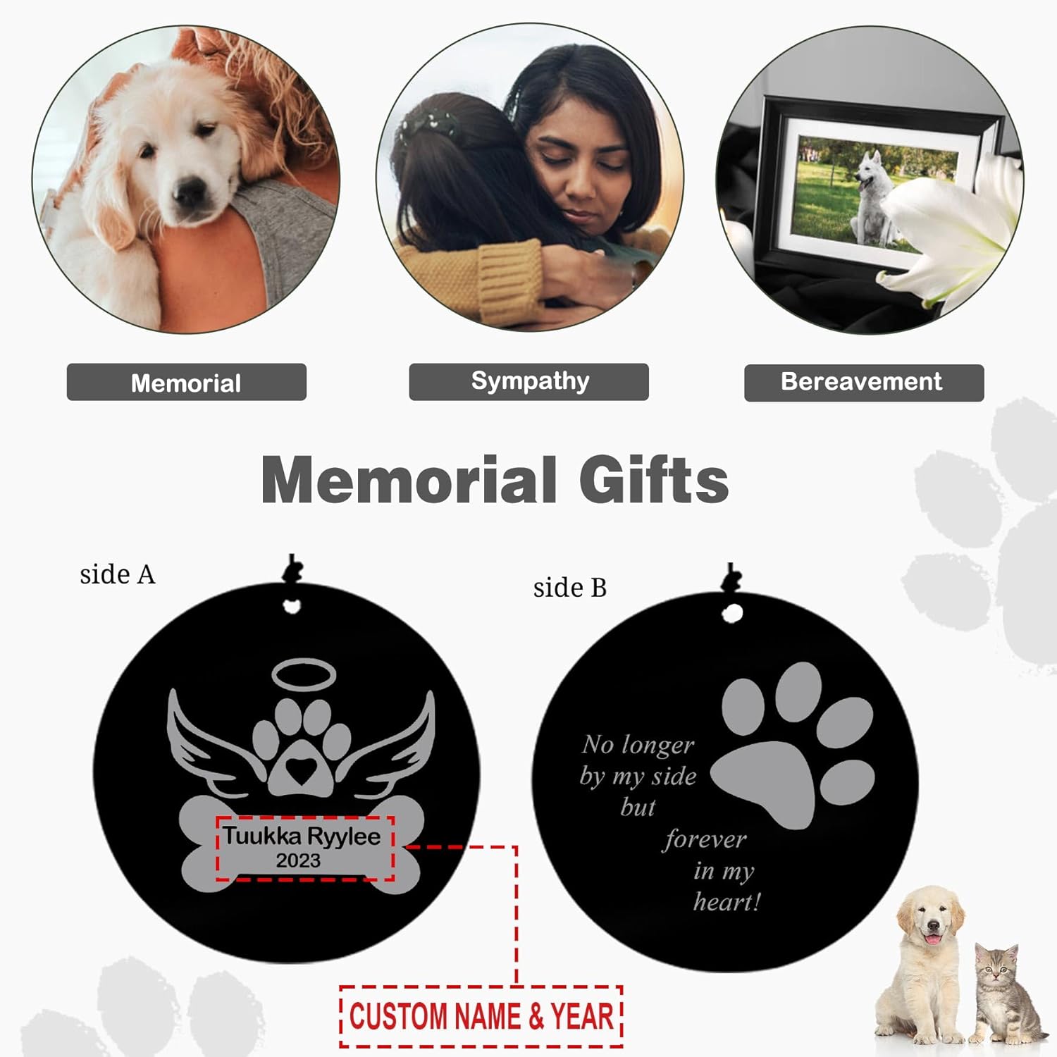 30 Inchs Memorial Wind Chimes for Pets, Dogs, Produced in USA Deep Tone Personalized Wind Chimes Memorial Gifts for Loss of Dog Pet, Pets Passing Away Gifts for Sympathy Bereavement, Remembrance Gift