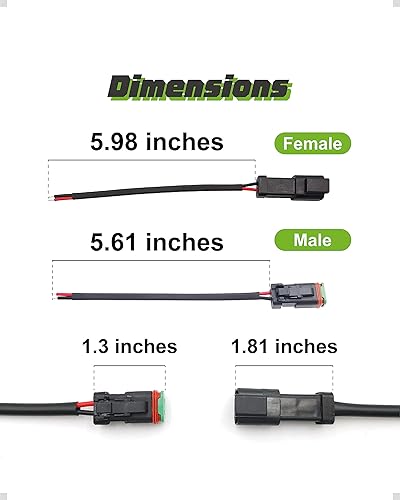 Miniatura 2 de BAR AUTOTECH Deutsch DT Series 2 pines macho hembra arnés de cableado adaptadores de repuesto adecuados para barra de luz LED LED lámpara de trabajo