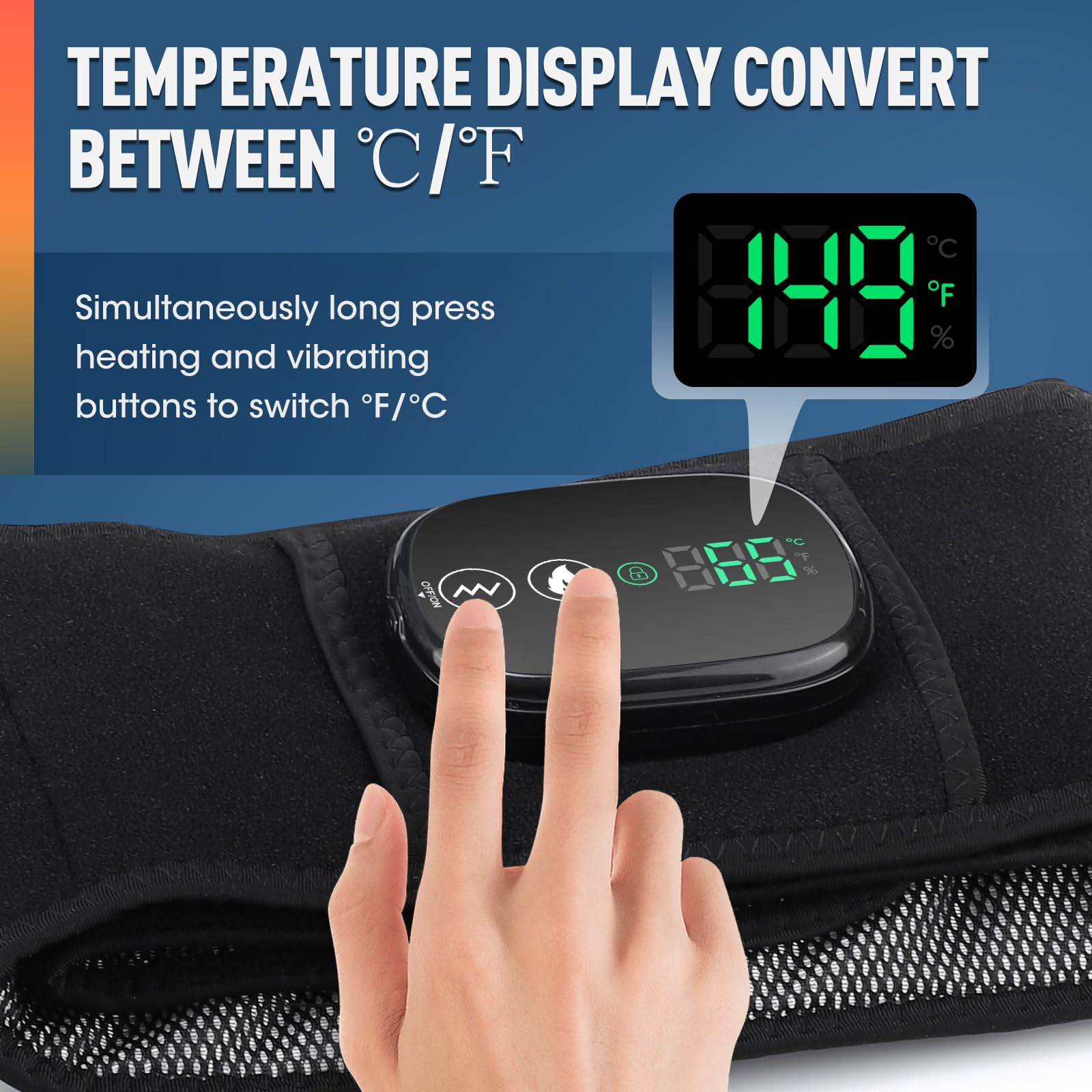 Tendina Di Riscaldamento Elettrico Per La Vita, Cintura Riscaldante Senza Fili Per Il Dorso Con Schermo Tattile Esclusivo, 3 Livelli Calore, 3 Modalità Massaggio, Per l'addome Con 5000mAh