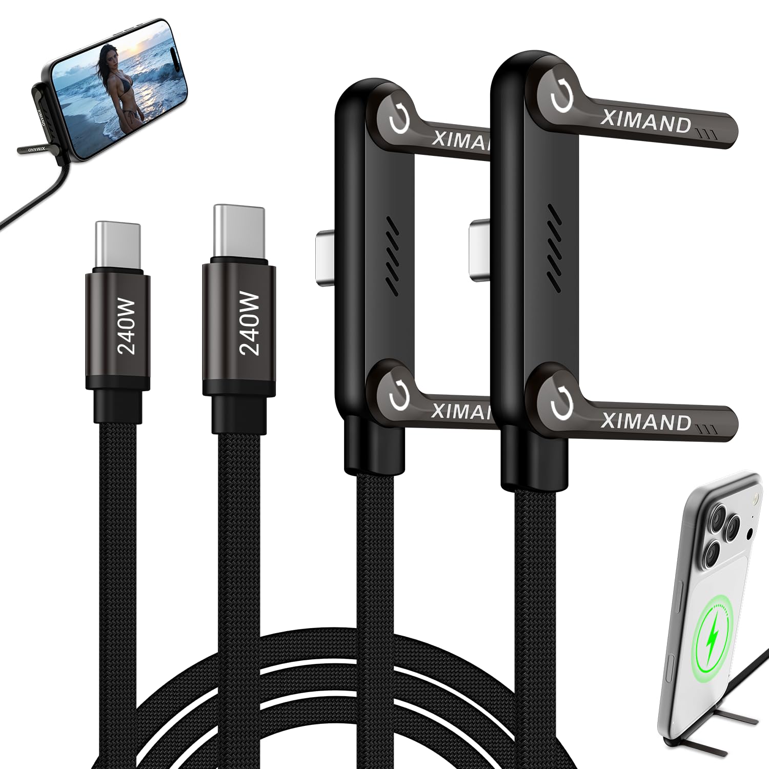 240W USB-C Charger Cable with Stand - iPhone & Laptop -11 240W USB-C Charger Cable with Stand - iPhone & Laptop -11