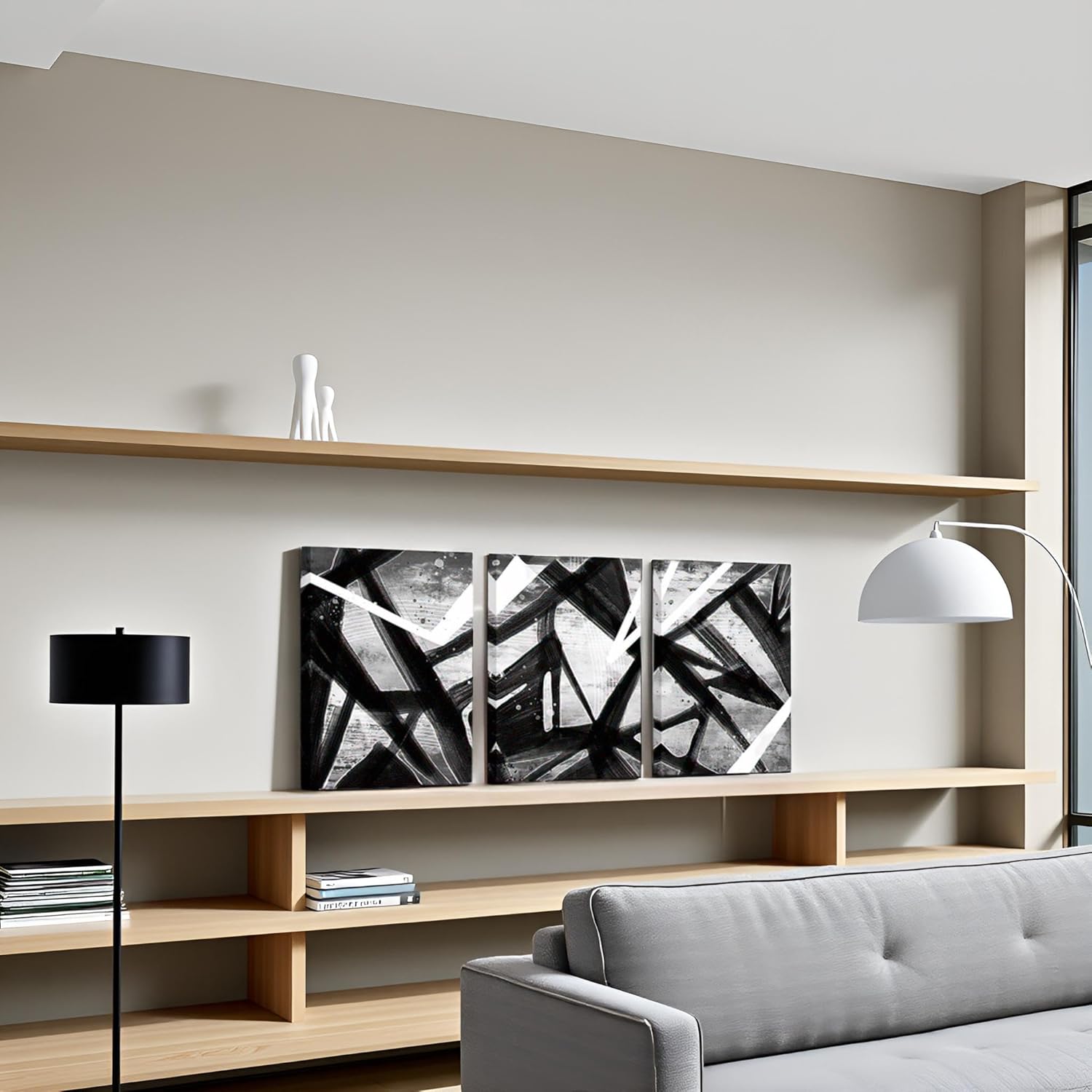 sechars Abstract Line Canvas Wall Art Black and White Line Paintings Prints Modern Minimalist Decorations for Home Living Room Bedroom (Small)