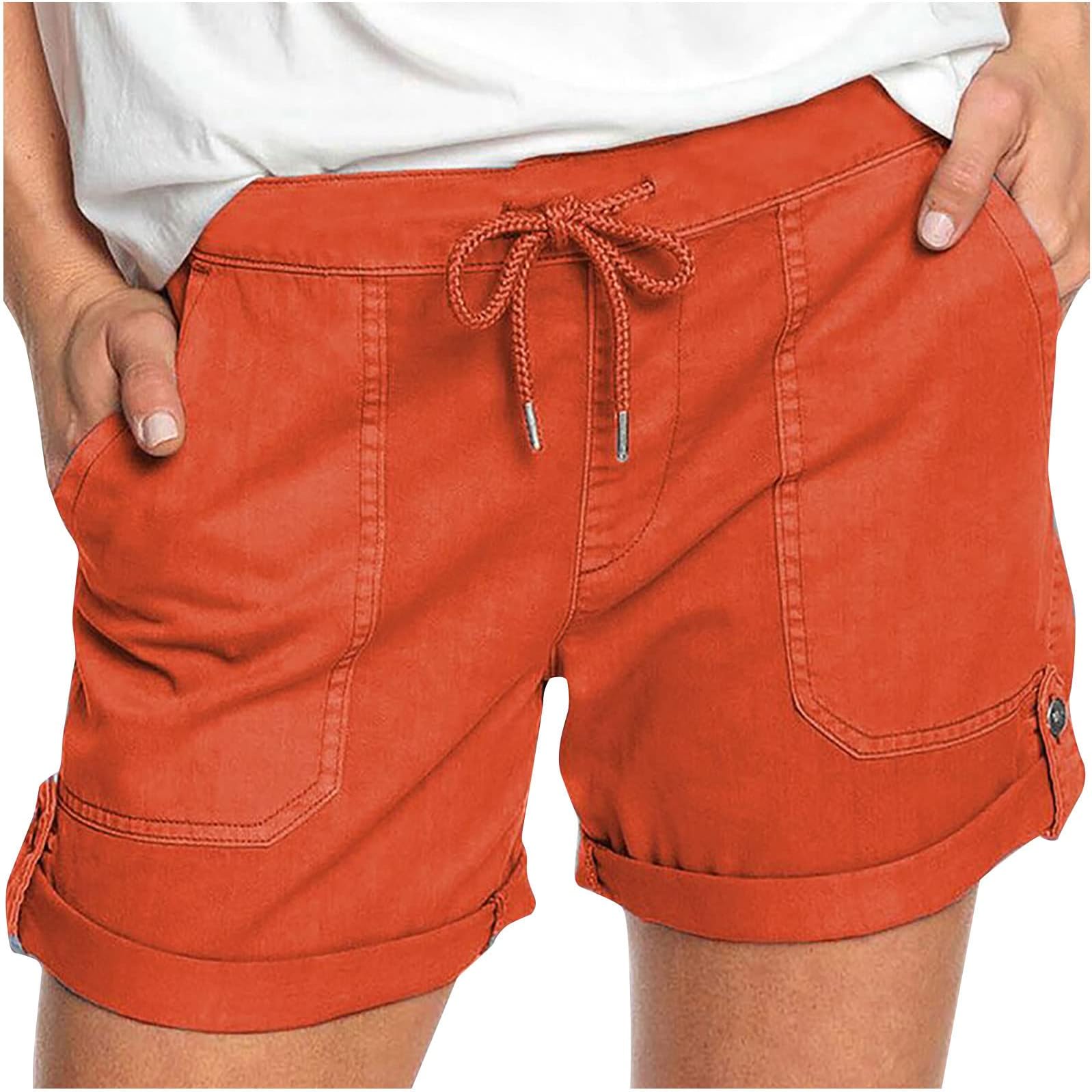 Women’s Casual Comfy Shorts Drawstring Loose Fit Bermuda Shorts with Pockets Plus Size Summer Trendy Chino Short