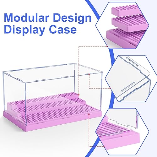 Miniatura 21 de Mlikero Paquete de 2 minifiguras para bloques de figuras de acción, caja de exhibición de acrílico transparente a prueba de polvo con 3 escalones
