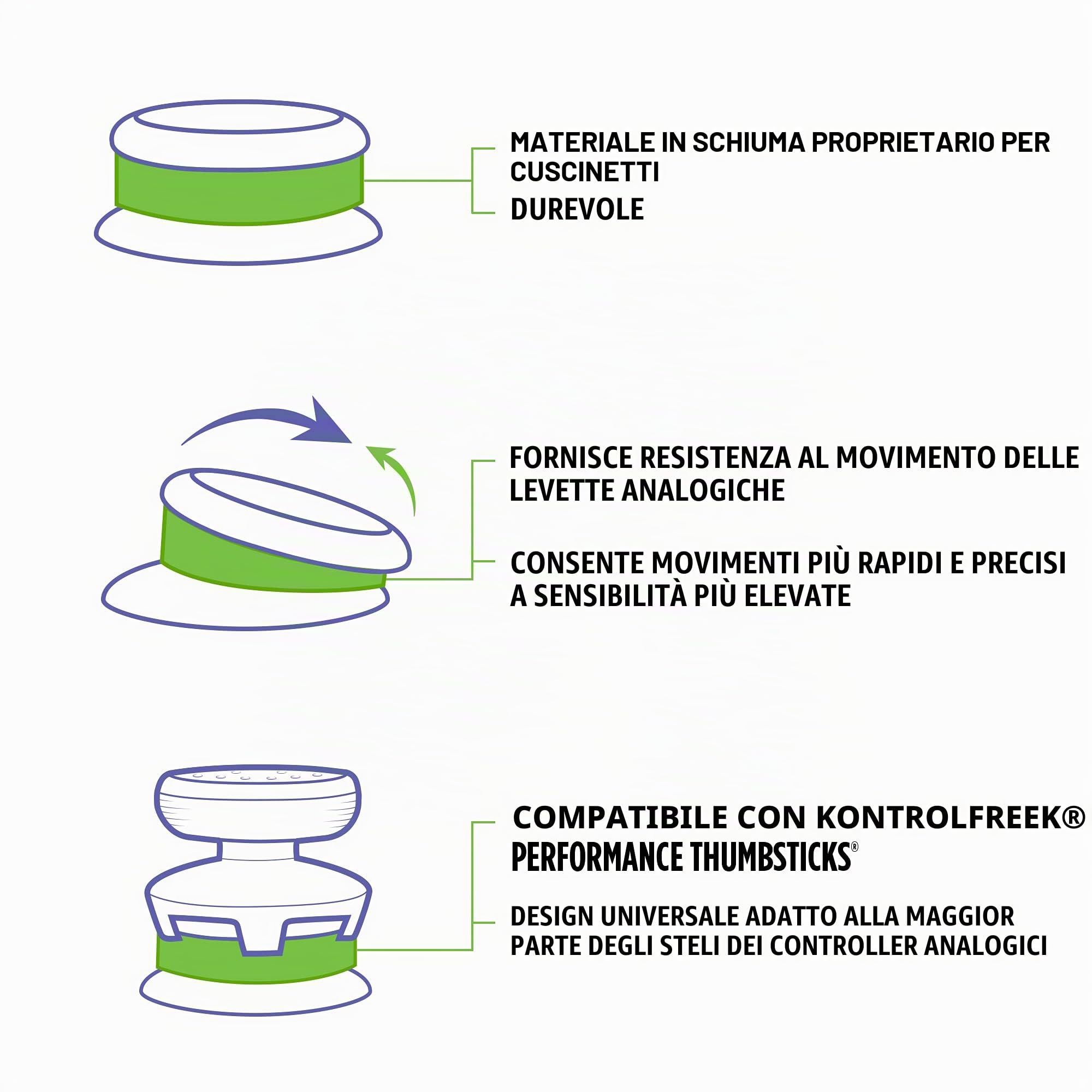 KontrolFreek Precision Rings | Aim Assist Motion Control per PlayStation 4 (PS4), Xbox One, Switch Pro & Scuf Controller | Densità mista
