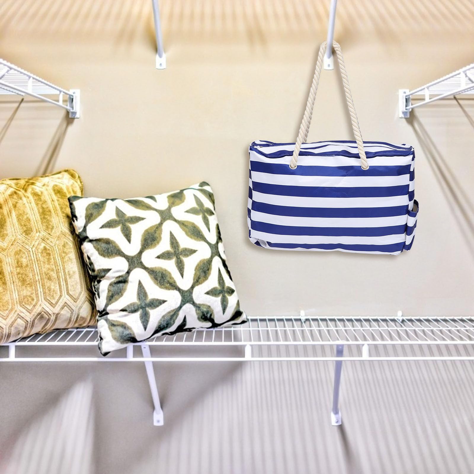 CHILDWEET Bolsa de playa grande Bolsa de playa de lona para mujer, impermeable, azul, para shopping y yoga, 1 pieza