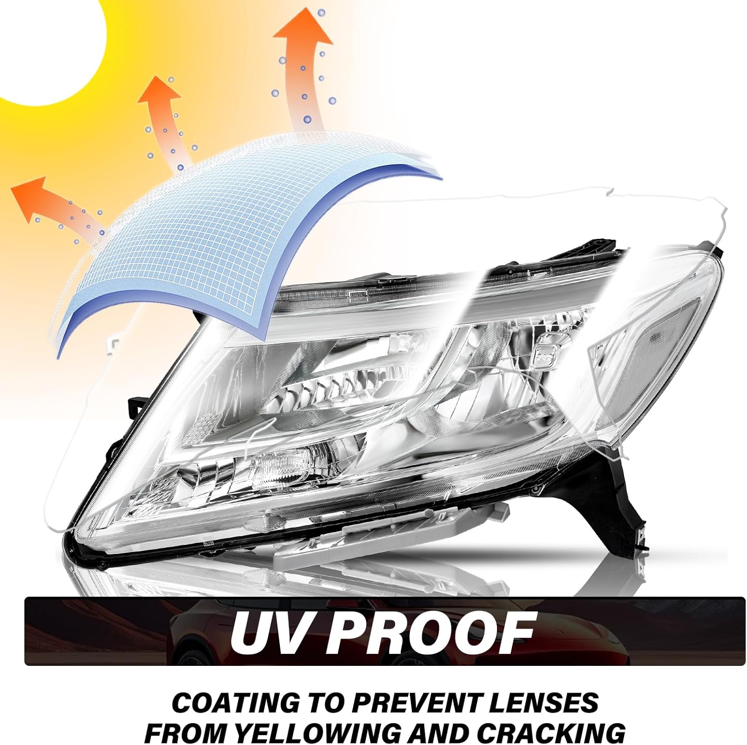 BRYGHT Halogen Headlight Assembly Fit for 2013 2014 2015 2016 Nissan Pathfinder OEM Replacement Headlamp Driver and Pseenger Side, Chrome Housing with Clear Reflector, w/o Bulbs