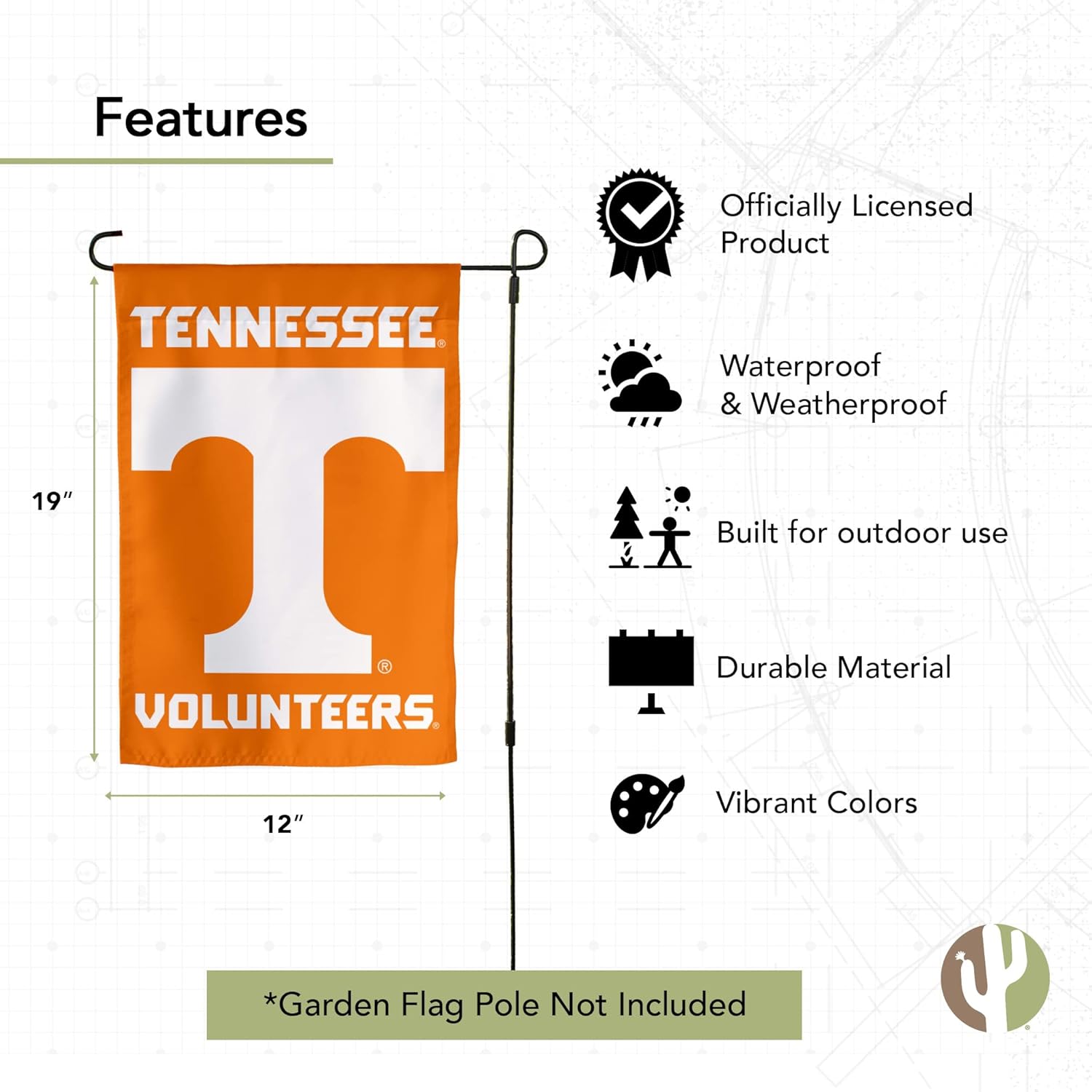 Desert Cactus University of Tennessee UT Garden Flag – 19 x 12 inch Tennessee Volunteers Banner, For Outdoor Display and Events (Design A) - Image 4