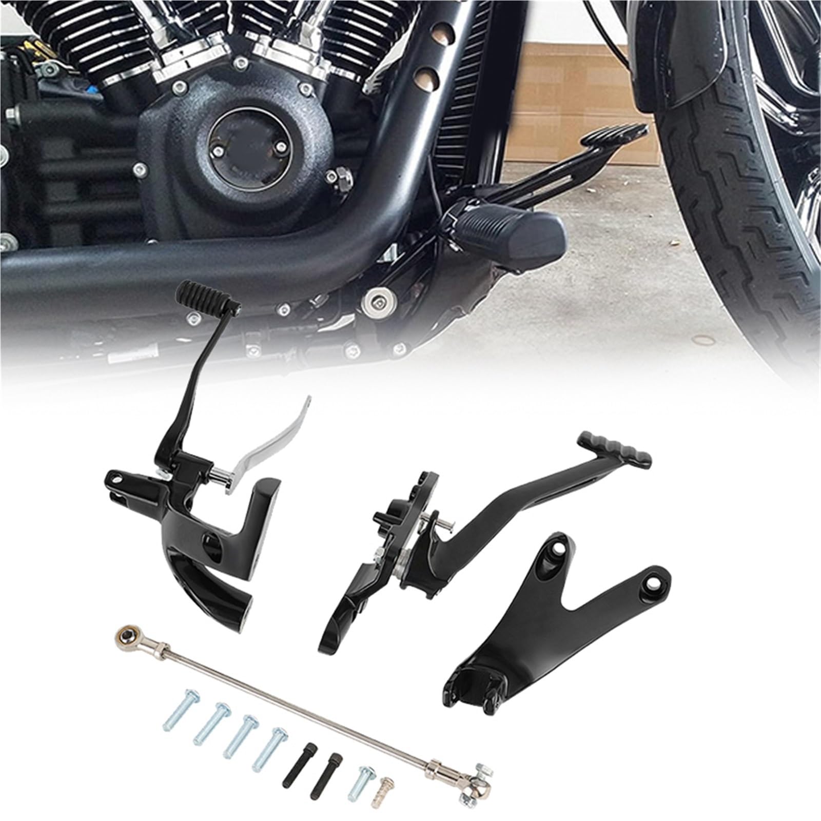 Commandes avancées noires pour moto Harley Softail 2018-2021 leviers sélecteur frein