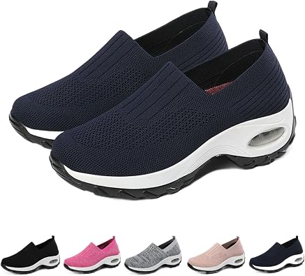 Womens Sneakers-Air Go-Walk Air Cushion Trainers, 2023 New Womens Orthopedic Platform Arch Sneakers, Breathable Mesh Air Cushion Non-Slip Walking Shoes, Best Arch Support Shoes for Women