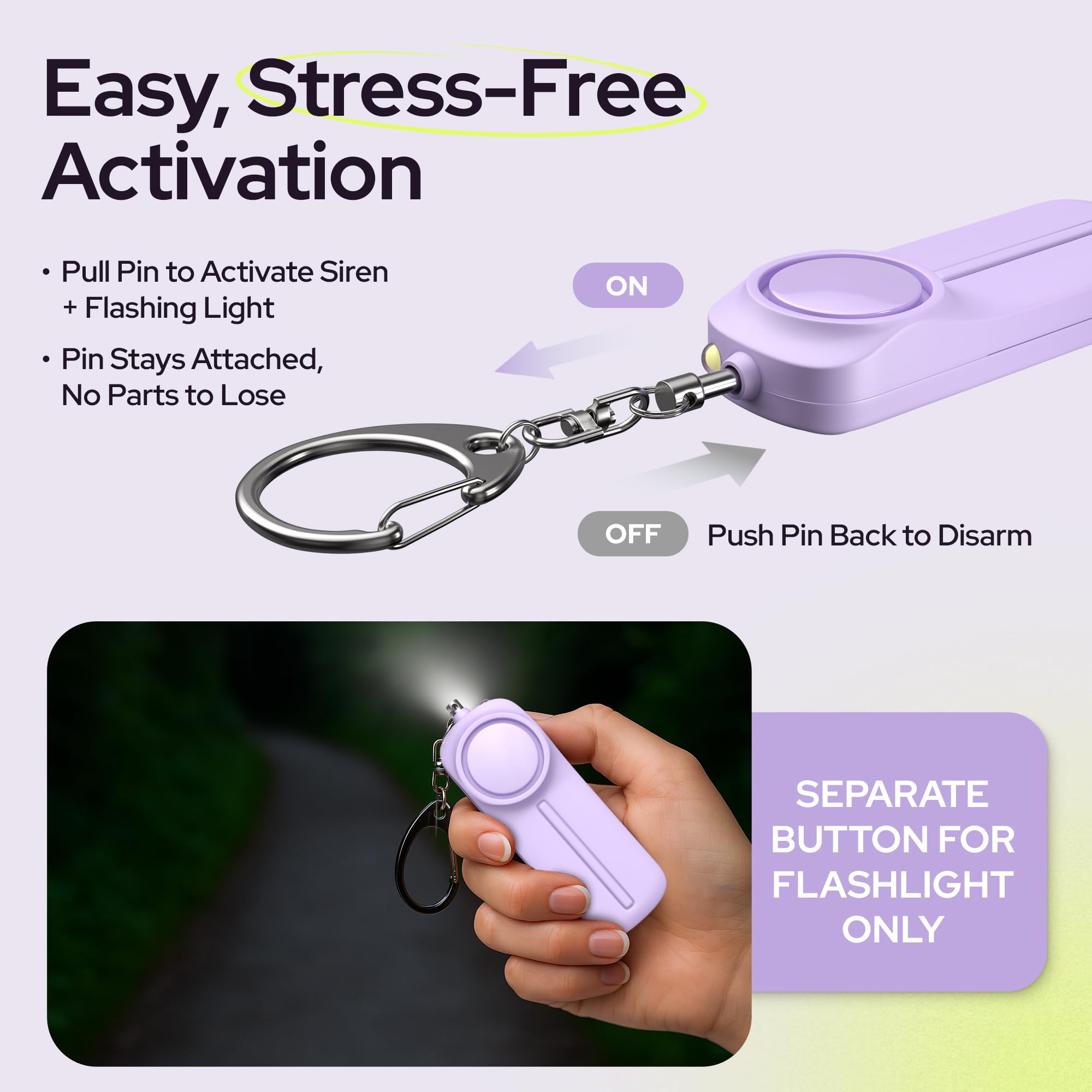 Personal Security Alarm Keychain Safety Self Defense 130dB Emergency LED Torch Light Safety Women Protection Device I.447138384