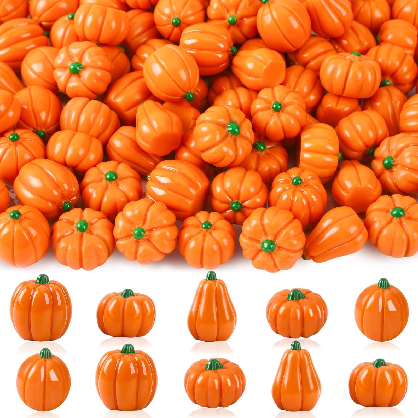 100 Mini Citrouilles Artificielles Automne - Décor DIY Halloween Thanksgiving - Résine 2-4 Cm