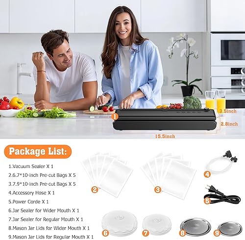Miniatura 7 de Máquina selladora al vacío para cocina, máquina selladora al vacío, sellado al vacío perfecto, sellado automático multifuncional para alimentos,