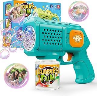 Panamalar Bubble Gun for Kids, Automatic Bubble Machine 10000+ Bubbles/Min, 10 Holes Portable Bubble Gun Bubble Making Toy with Bubble Solution for Outdoor Party Wedding, Bubble Machine Gun-Blue