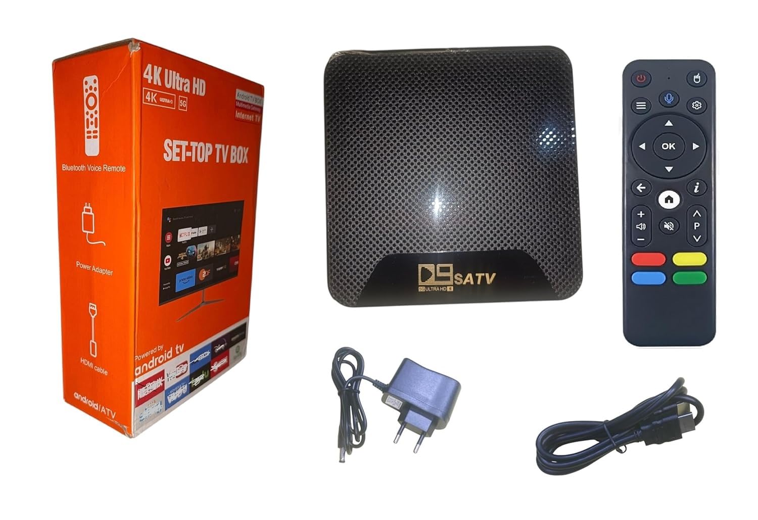 A detailed view of the D9 SATV Android TV Box's internal processor, highlighting its HiSilicon/Amlogic Quad Core architecture for strong performance.
