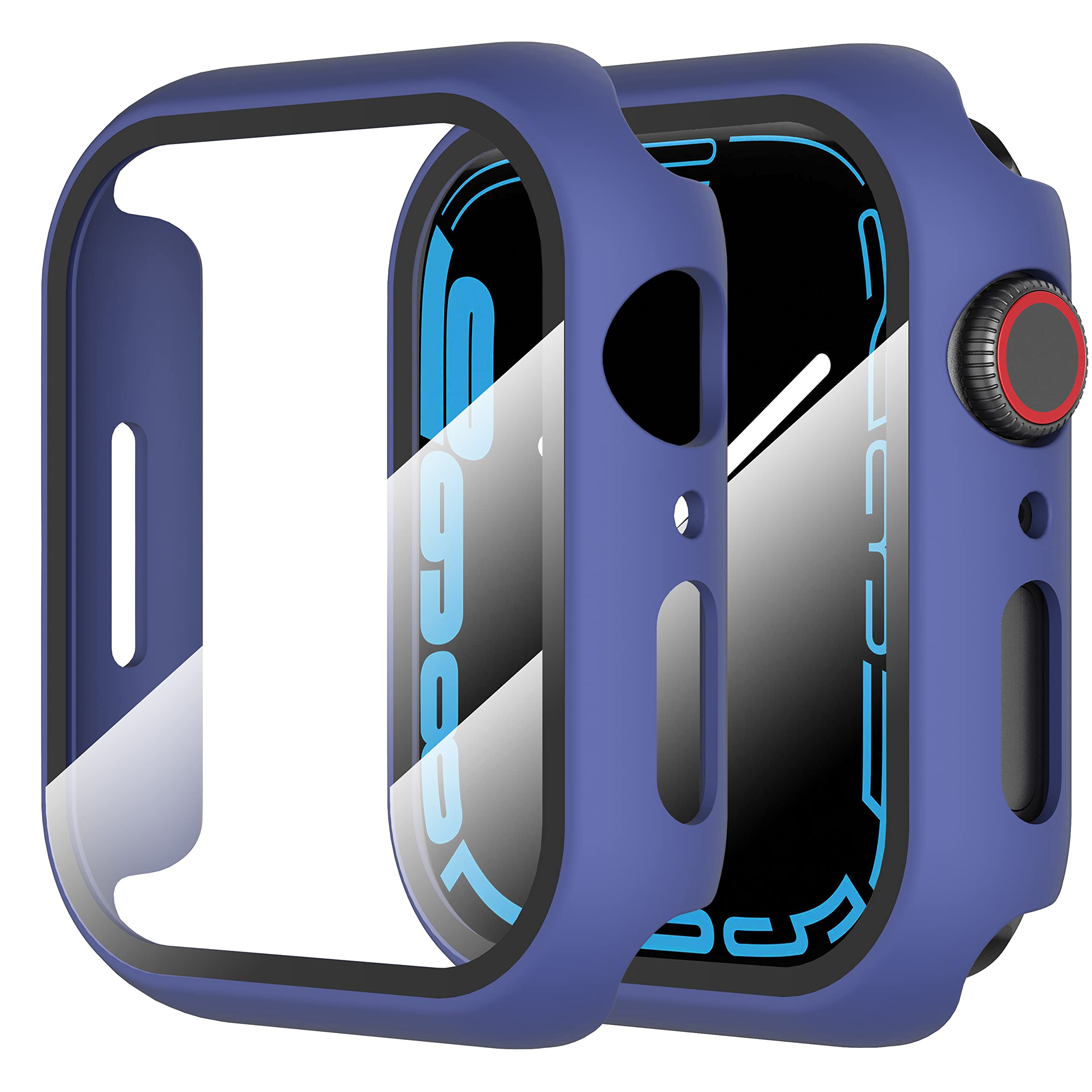 Diruite2-Pack Screen Protector Compatible with Apple Watch Series 7/6/5/4/SE Tempered Glass Case,All Around Hard Matte PC Protective for iWatch Series 7/6/5/4/SE Cover