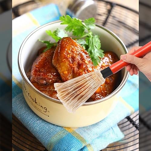 Miniatura 6 de Paquete de 2 trapeadores para parrilla de 18 pulgadas con mango largo de madera y 2 cepillos de repuesto adicionales para barbacoa, asar a la