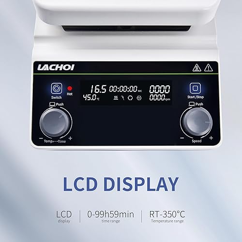 Miniatura 4 de Agitador magnético de 6.7 pulgadas, placa caliente, capacidad máxima de agitación de 20 L, pantalla LCD, placa de agitación magnética, temperatura