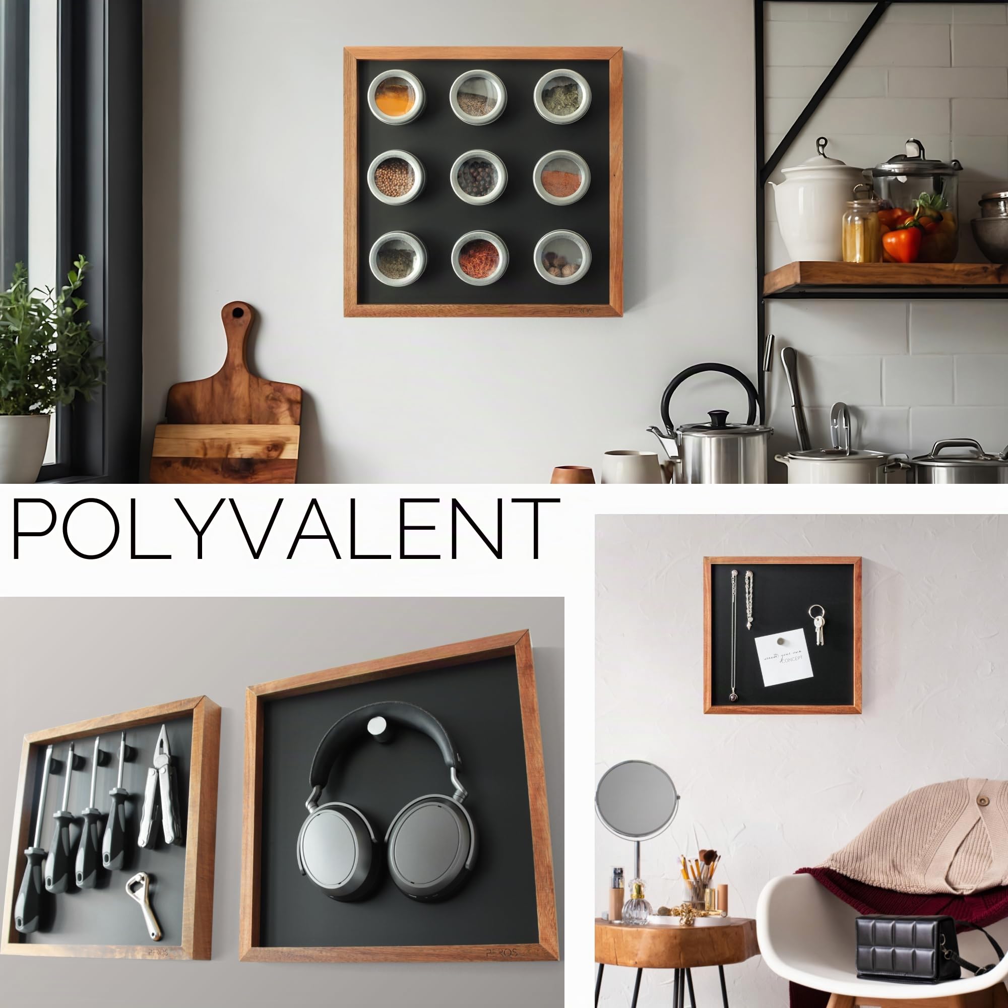 CONCEPT board – Tableau magnétique, tableau à craie et tableau d'affichage en un – Tableau magnétique polyvalent avec cadre en bois d'acacia noble (certifié FSC®) – comme tableau de vision