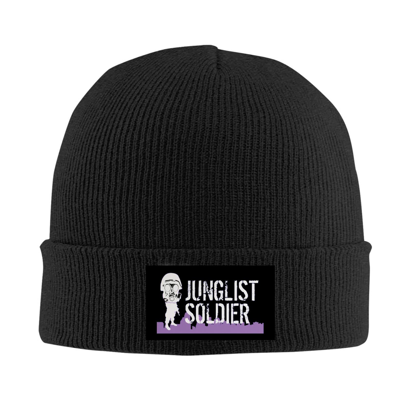 Kenwozi Men's Black Junglist Soldier Trendy Hippie Caps Winter Knit Beanie Hat