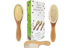 3 Piece Baby Hairbrush and Comb Set: Nurture Your Little One's Delicate Mane