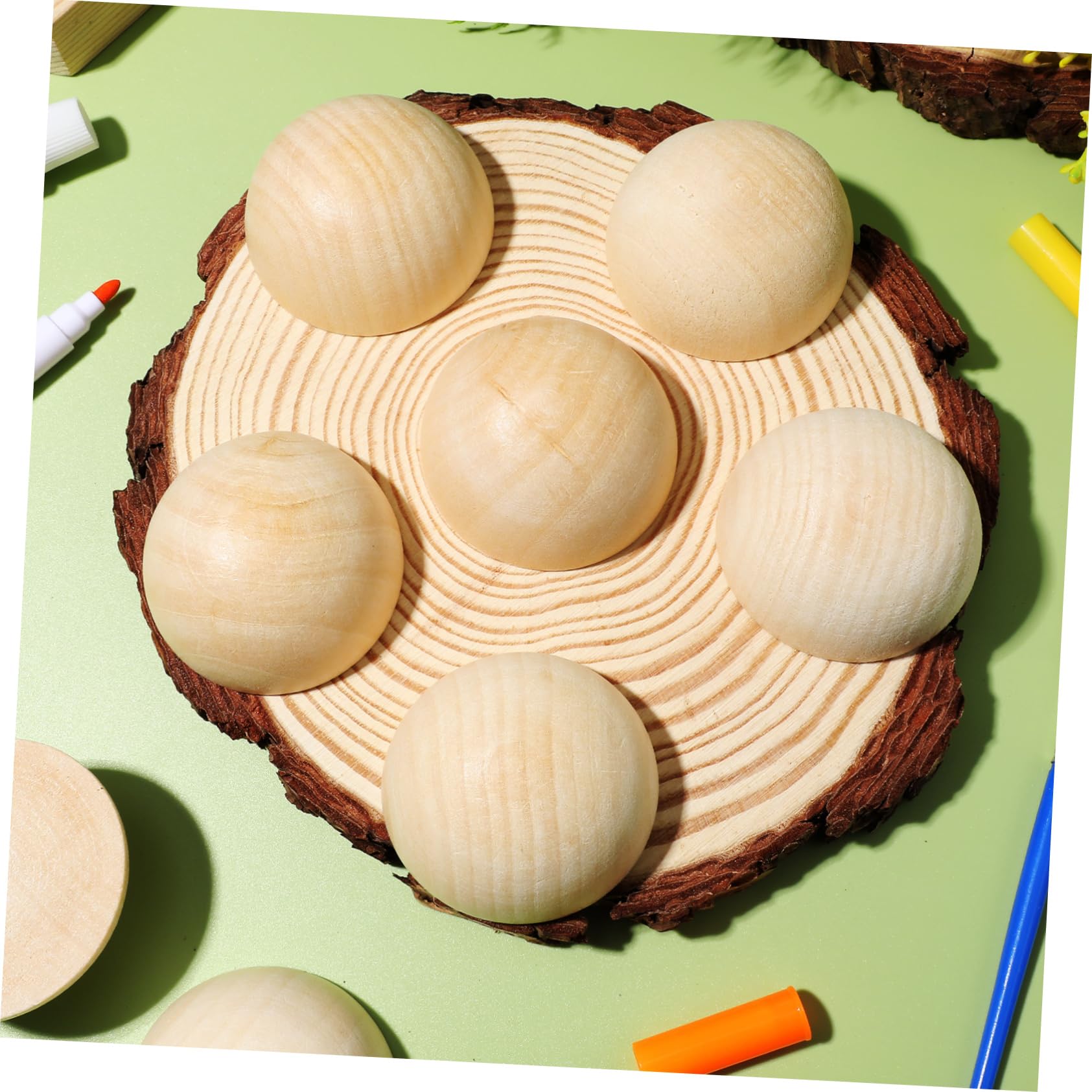 Bolas de Madera sin Terminar de Media Esfera 5cm, 40 Piezas