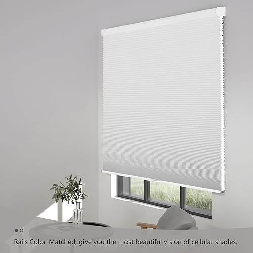 Miniatura 5 de BERISSA Persianas celulares filtrantes de luz, sin cordón, con diseño de panal para ventanas, persianas celulares a juego para dormitorio, oficina,