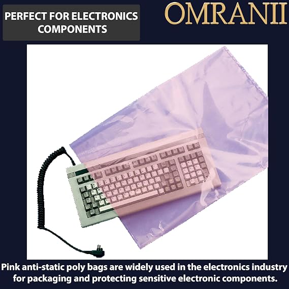 Pink Anti-Static Flat Bags, 6Mil 15 X 18 & 25 Bags | LDPE Material, Heat Sealable Bag for Packaging Products | Ideal for Bakery, Deli, Snacks, and Commercial Use, Plastic Bag for Small Businesses